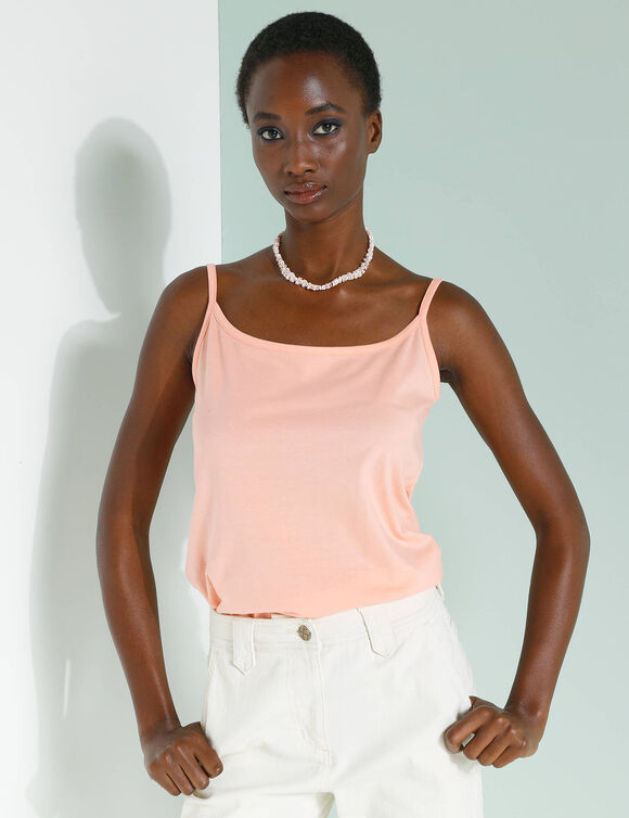 Débardeur fines bretelles coton uni (pêche) Débardeur fines bretelles coton uni (pêche)